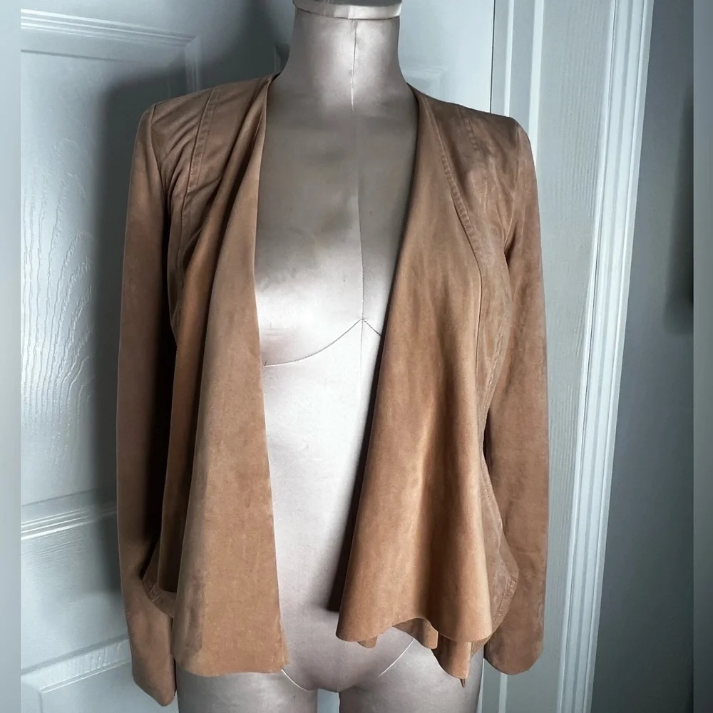 Hutch Women's Open Drape Front Suede Jacket Sz XS Blush Pink